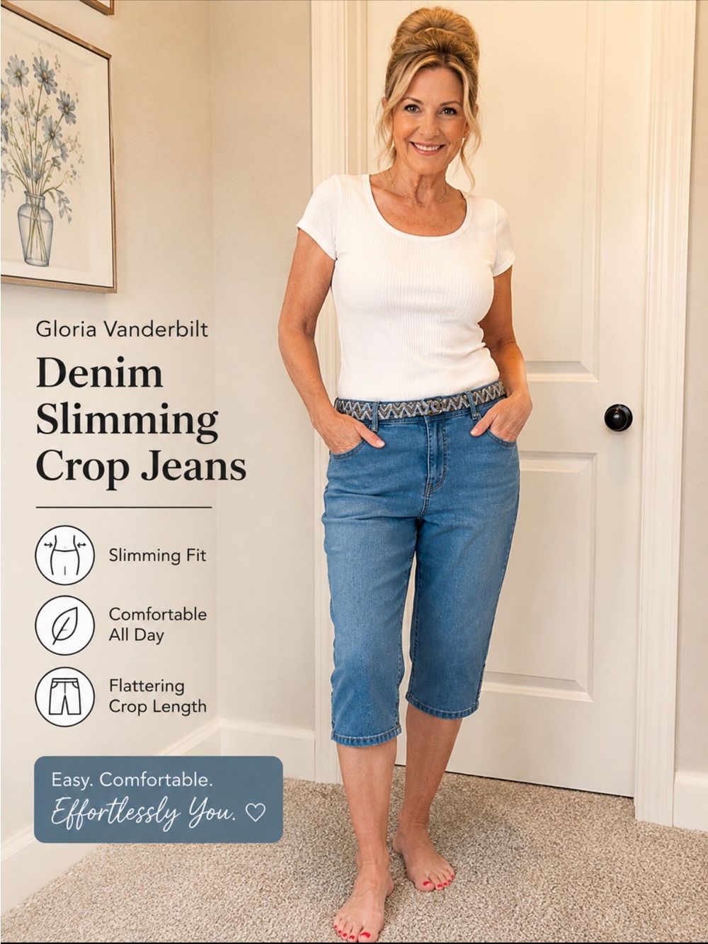 🌼🌼🌼Gloria Vanderbilt Denim Slimming Crop Jeans. Size 16🌼🌼🌼🌼🌼